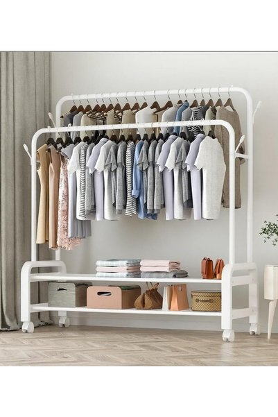 Generic Al Mufarrej Housewares Al-Mufarrej Metal Clothes Hanger with Wheels, ...