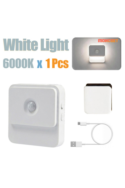 Choice White x 1 WHITE Motion Sensor Light Double Side Lighting LED Night Lig...
