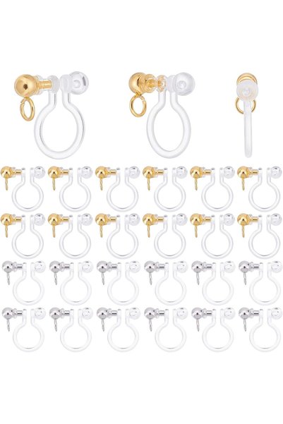 Generic 24 Pieces Transparent U Type Alloy Clip on Earring Converter Painless...