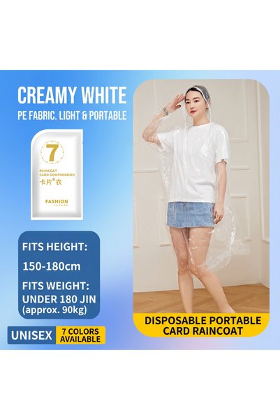 Choice white Portable Card Size Disposable Raincoat Adults Pocket Rain Poncho...