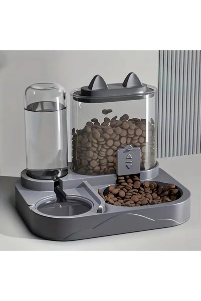 Choice وعاء طعام وماء للحيوانات الأليفة، تصميم 2 في 1، باللون الأسود، سعة كبي...