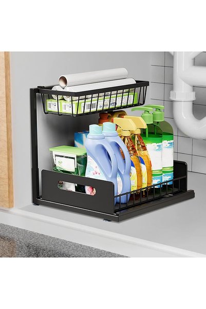 Generic 2-Tier Under Sink Organiser, Height Adjustable Under the Sink Storage...