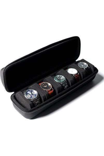 Generic 5 Watch Storage Box with Sponge Cushion for 5 Watches (Black)