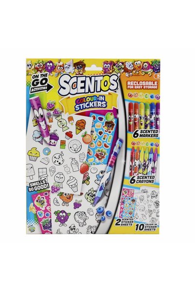 Scentos Set parfumat de calatorie sa coloram si sa lipim stickere,scentos