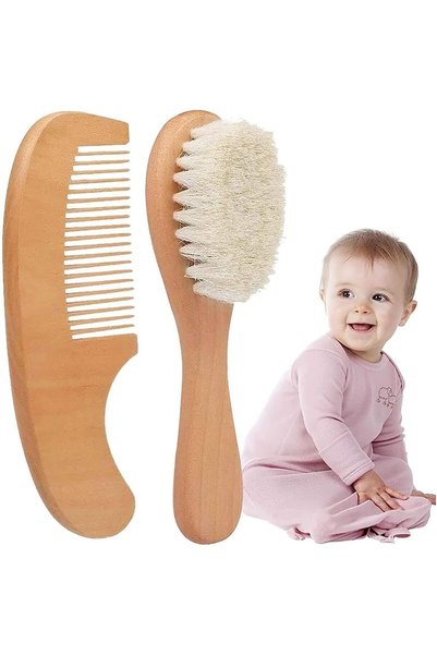 Generic Wood Baby Hair Brush and Comb Set, Natural Wooden Designs, Features S...
