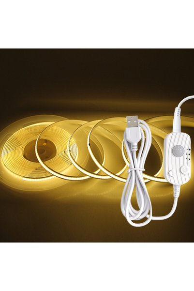 Choice 5m Warm Light DC5V USB Motion Sensor 8mm COB LED Strip 3 Modes Dimmabl...