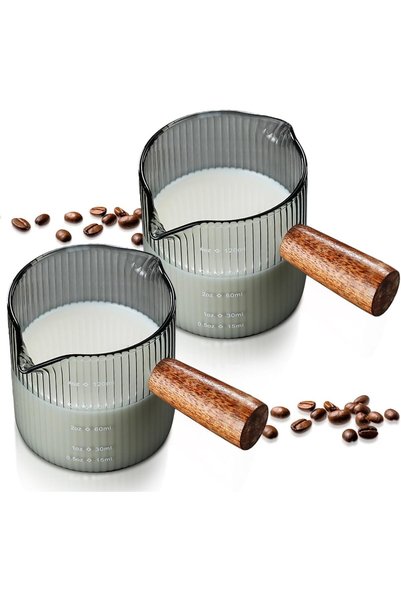 Generic مجموعة من كوبين لقياس الإسبريسو بسعة 4 أونصات، أكواب زجاجية مزدوجة ال...