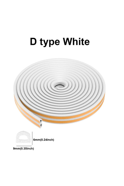 Choice 10m D white 5m/10m DIEP Shape Door Seal Strip Self-adhesive Window Wea...