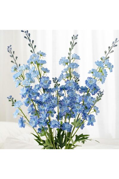 Generic 4Pcs Blue Delphinium Artificial Flowers, 33'' Lifelike Faux Larkspur ...