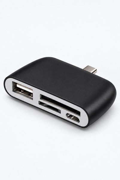 BLACK Cititor de carduri și adaptor USB-C BLACK, finisaj negru, MicroSD și po...