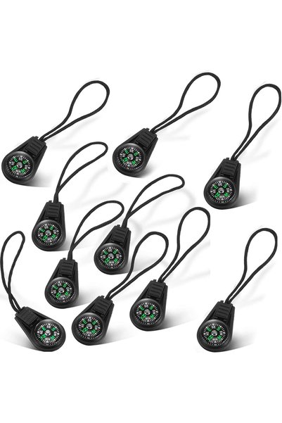 Generic Mini Survival Compass, 10 Pcs Pocket Compass with Chain Outdoor Campi...