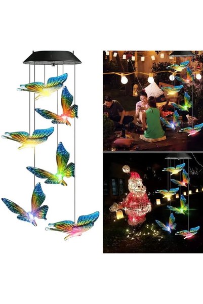 Choice 6LED RGB 1PC Solar Butterfly Wind Chimes Color Changing LED Outdoor De...