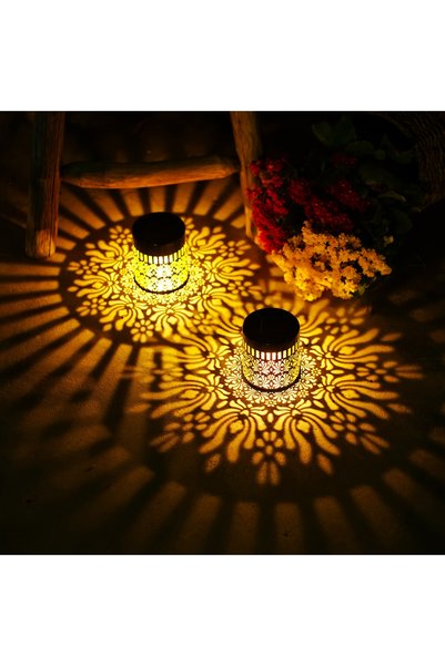 Choice 0-5W warm light-2Pack Solar Peony Wall Lamps 1/2-Pack - Hollow Peony D...