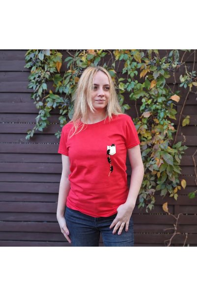 Petgifts Tricou Personalizat "Fitted Pisici Cataratoare" - Bumbac 100% Rosu M...