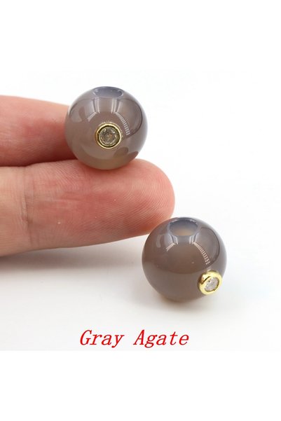 Choice 1 pcs (16mm) Gray Agate 16mm Natural Stone Healing Crystal Large Hole ...