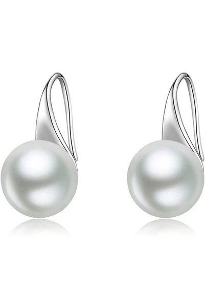 Generic 925 Sterling Silver Freshwater Pearl Earrings Hypoallergenic Pearl Dr...