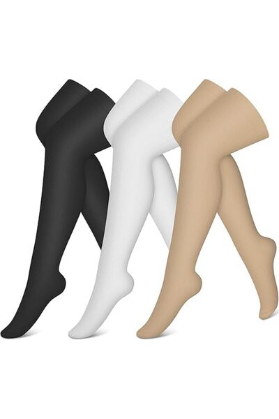 Generic جوارب ضاغطة للرجال والنساء، 3 أزواج من الجوارب الطويلة التي تصل إلى ا...