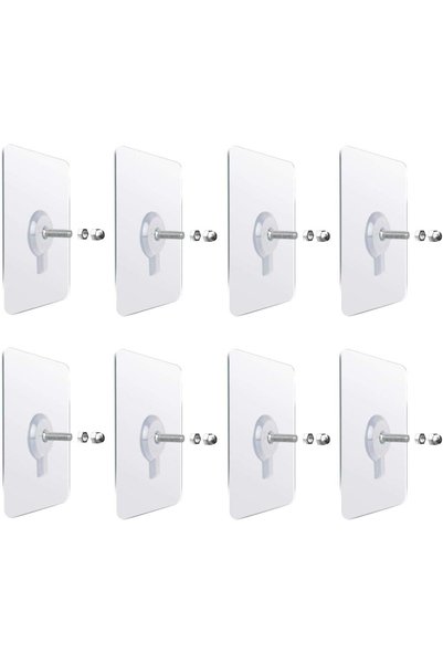 Generic 8Pcs Nail Free Wall Hook, Screw Adhesive Non-Trace No Drilling for Ba...
