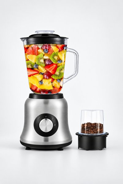 BLACK Blender electric BLACK, Accesoriu râșniță, Bol din sticlă, 1,5 L, 1000 W