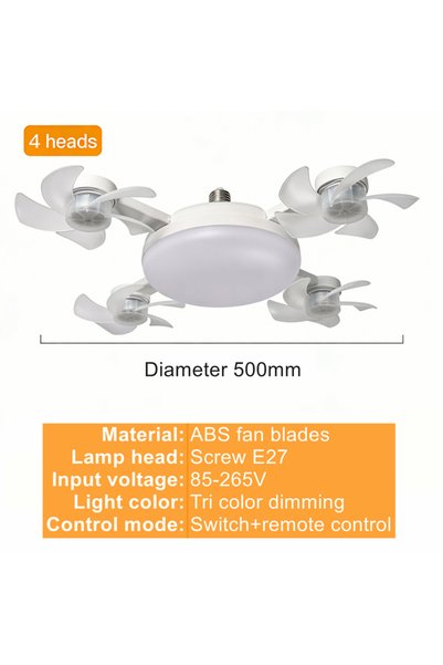Choice 4 Head 3/4 Heads Drone Style E27 Ceiling Fan Light 2-in-1 AC85-265V Th...