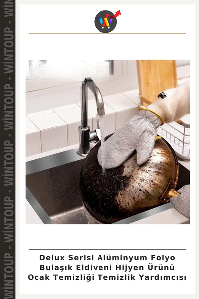 Wintoup Deluxe Series Aluminum Foil Dishwashing Gloves—Hygiene Product, Stove...