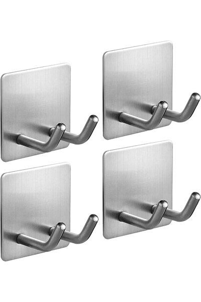 Generic 4-Pack Stainless Steel Hooks Multi-Use Heavy-Duty Hooks