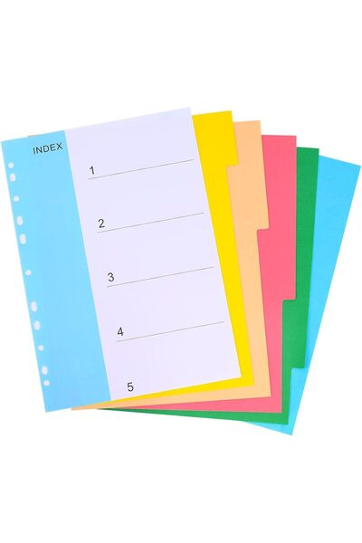 Generic 5 عبوات من فواصل A4 الملونة - فواصل ملفات بـ 5 علامات فهرسة للمجلدات،...