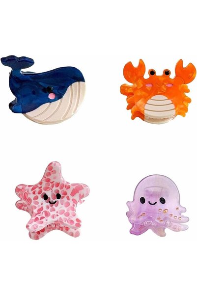 Generic Small Hair Clips, 4Pcs Cute Claw Clips for Women and Girls, Marine An...