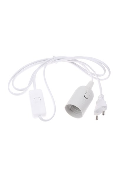 Choice White 220V EU Plug E27 Lamp Base Holder With ON/OFF Switch Power Cord ...