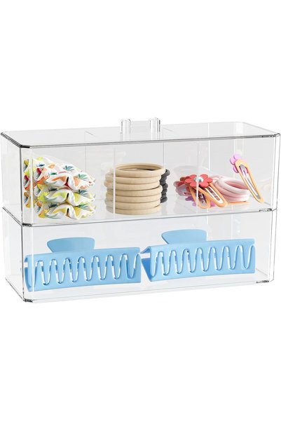 Generic Hair Accessories Organizer for Girls, Clear Hair Bow Tie Clip Scrunch...