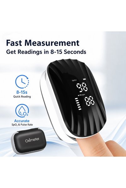 Choice جهاز قياس الأكسجين الرقمي الطبي بتقنية LED، يمكن شحنه لاسلكيًا، مع علب...