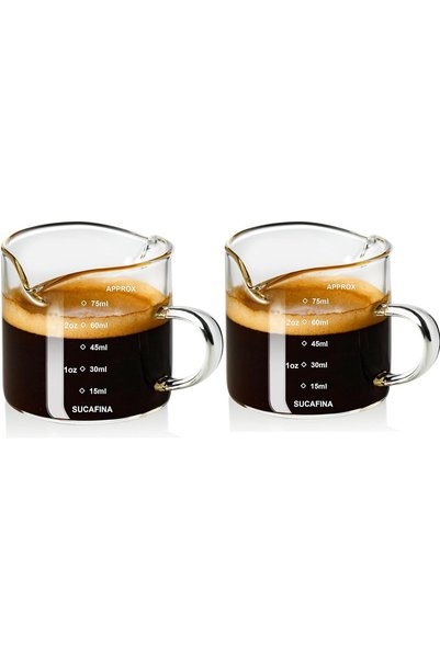 Generic أكواب قياس زجاجية، مجموعة من قطعتين، سعة كل منها 75 مل، مصممة لتحضير ...