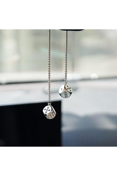 Generic Glossy Hanging Dice with Dots Car Metal Pendant Rear View Mirrors Cha...