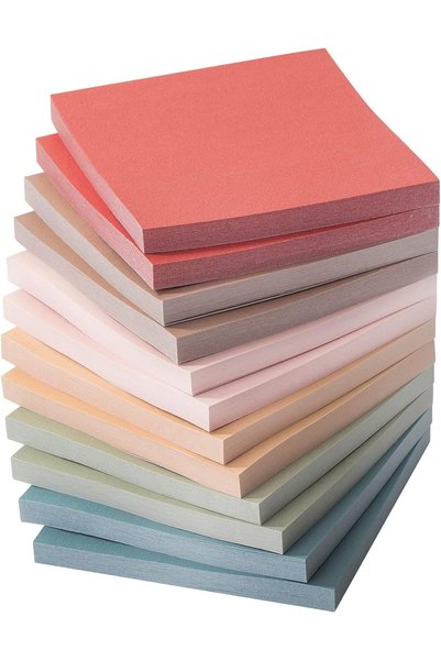 Generic Sticky Notes, 7.6 x 7.6 cm, 12 Pads, Vintage Colors, Self-Adhesive Pa...