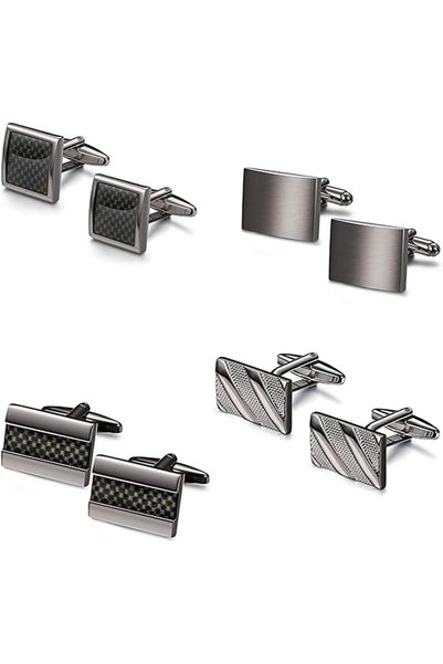 Generic 4 Pairs Cufflinks for Men Classic Cuff Links for Tuxedo Shirt Cufflin...
