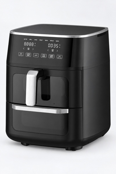 BLACK Friteuză cu aer cald, 10 Programe și Fereastră, 11 L, 1850 W