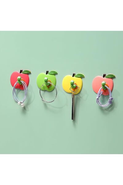 Generic مجموعة من 4 خطافات ملابس لاصقة وحاملات مفاتيح، خطافات مفاتيح لطيفة لا...