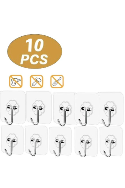 Choice 10 قطع من خطافات الحائط الشفافة ذاتية اللصق، خطافات للباب والحائط، خطا...