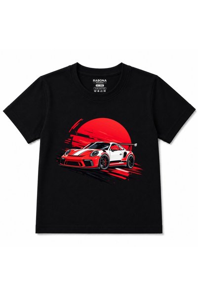 Rabona Fashion Redline Racing – Red and White GT3 Race Car and Japanese Sun-T...