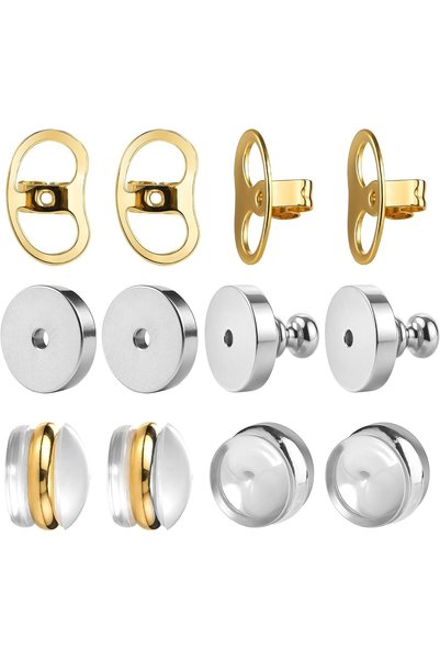 Generic 8 Pairs Earring Backs for Droopy Ears, Tight Earring Lifters for Heav...