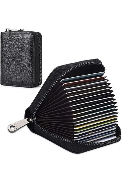 Generic Holder, Genuine Leather RFID Blocking Wallet with 20 Card Slots and Z...
