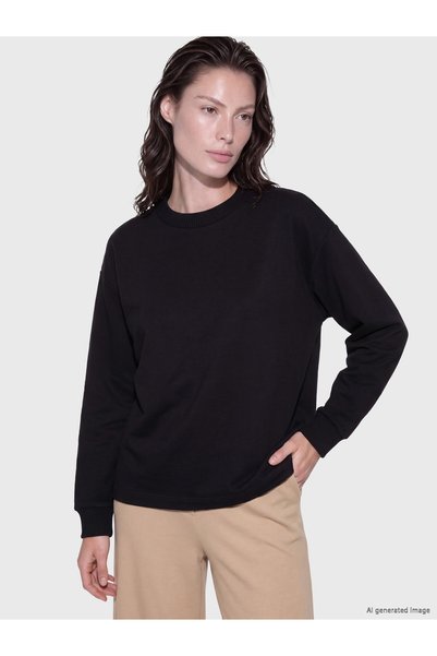LC Waikiki TWO MT SHOP QUALITY LCW EVERYDAY Black Oversized Soft-Touch Women'...