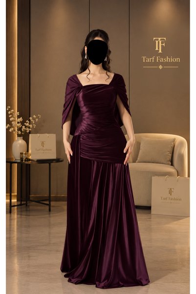 Tarf fashion فستان مخمل عودي