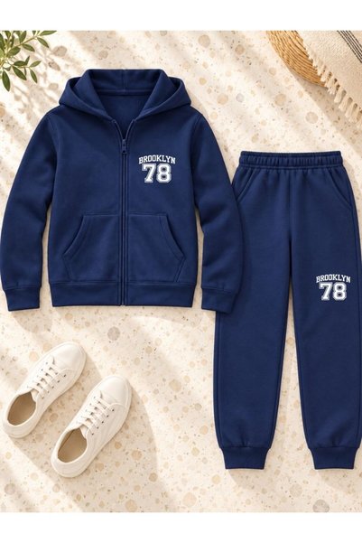 armicem Set Armikids unisex jachetă cu glugă, cu fermoar și detaliu cu imprim...