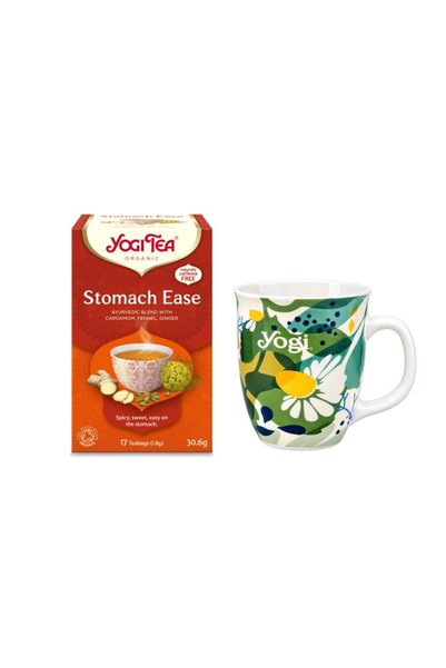Yogi Tea Pachet Ceai bio Digestiv, 17 pliculete 30.6g si Cana de portelan pen...