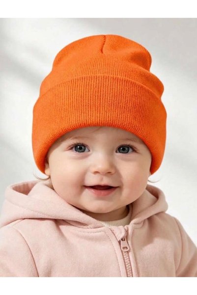 TNR SPORT Orange Fold-Up Beanie for Children and Babies