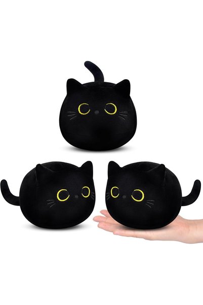 Generic 3Pcs Black Cat Plush Toy Set, Soft Cute Stuffed Animal Kitten Mini Pl...