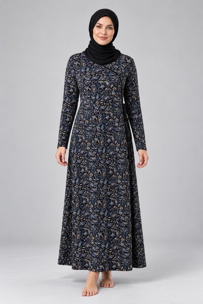 CottonVia Prayer Garment, Reactive Viscose, Double-Breasted (Headscarf and He...