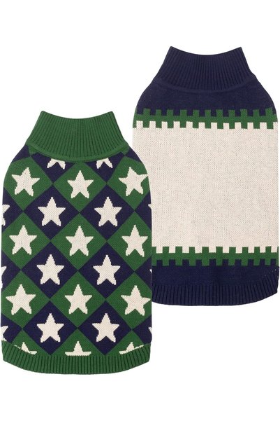 Generic 2 Pack Star & Color Block Dog Jacquard Sweater, Cozy Dog Winter Cloth...