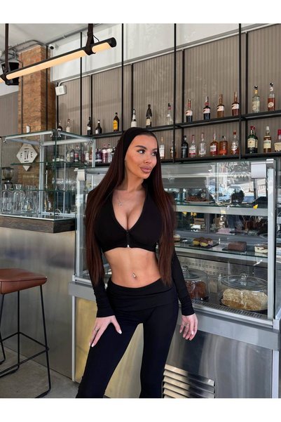 TAYT VEGAS Long Sleeve Zippered Crop and Leggings Set